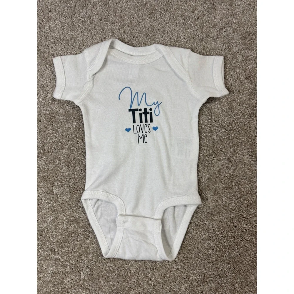 Rabbit Skins My Titi Loves Me White Graphic Bodysuit Infant 6 Months Sleeveless